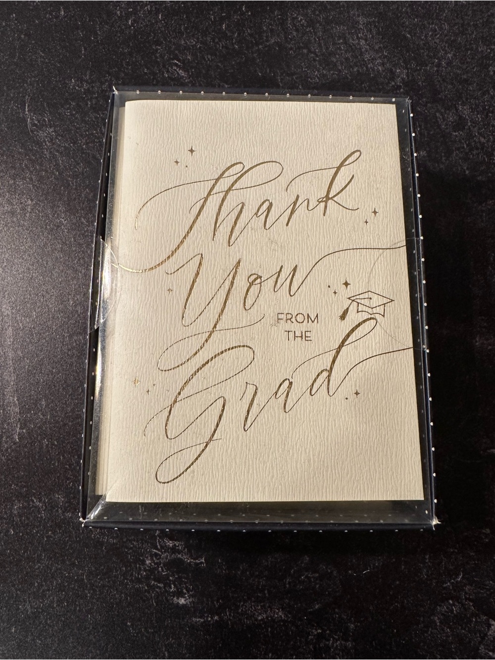 Graduation Thank You Card - Cream with Gold Script